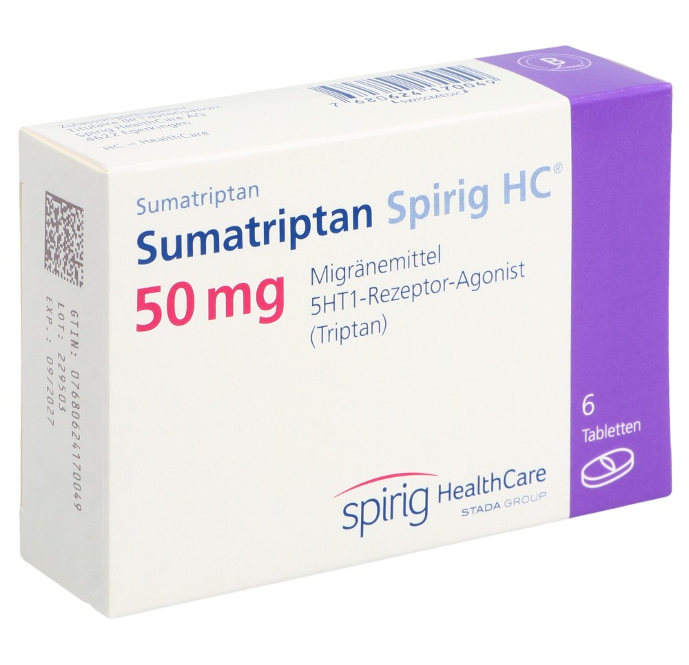 SUMATRIPTAN Spirig HC cpr 50 mg 6 pce SUMATRIPTAN Spirig HC cpr 50 mg 6 pce
