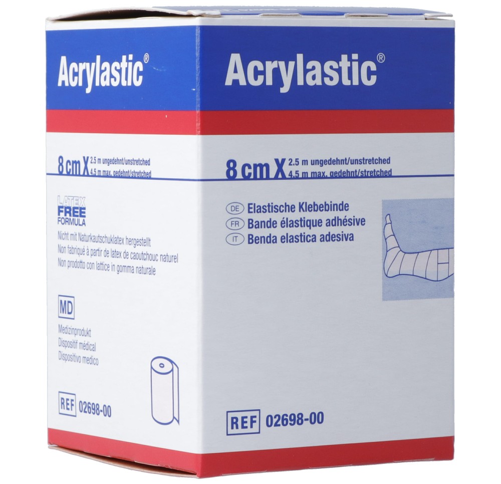 ACRYLASTIC bande adhésive 2.5mx8cm élastique