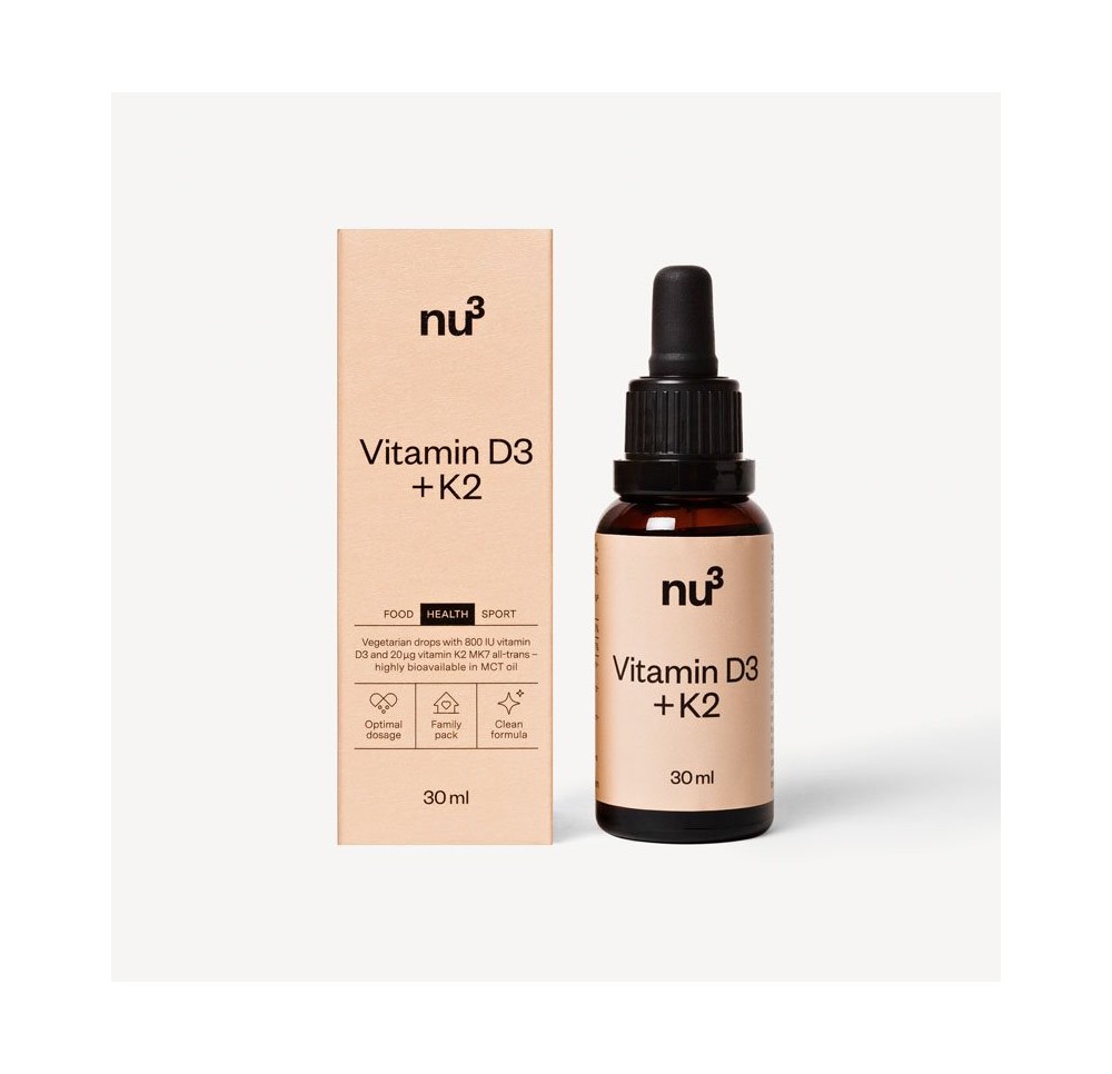 NU3 vitamine D3 plus K2 gouttes huile MCT 30 ml NU3 vitamine D3 plus K2 gouttes huile MCT 30 ml
