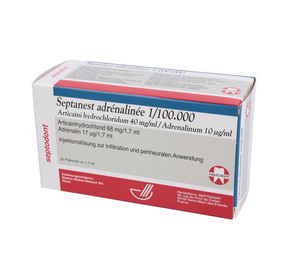 SEPTANEST ADRÉNALINÉE 1/100000 50 cartouche 1.7 ml SEPTANEST ADRÉNALINÉE 1/100000 50 cartouche 1.7 ml