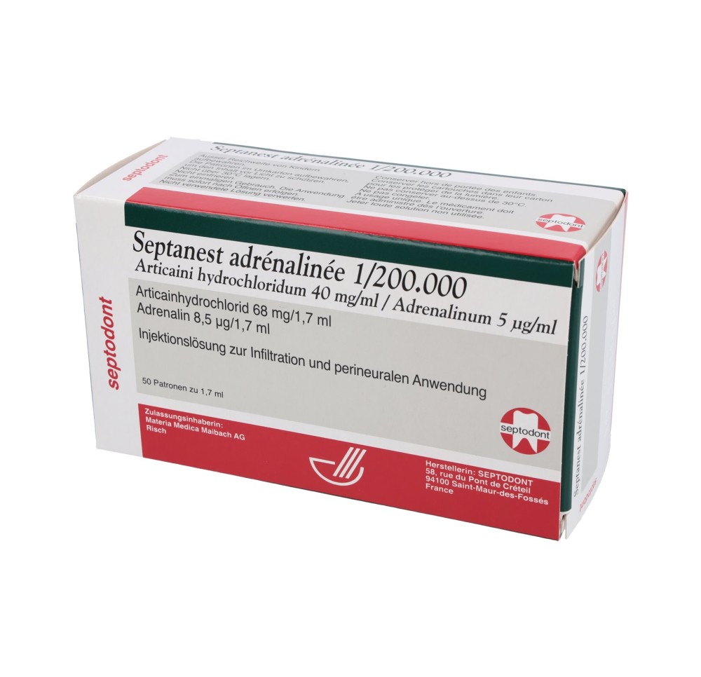 SEPTANEST ADRÉNALINÉE 1/200000 50 cartouche 1.7 ml SEPTANEST ADRÉNALINÉE 1/200000 50 cartouche 1.7 ml