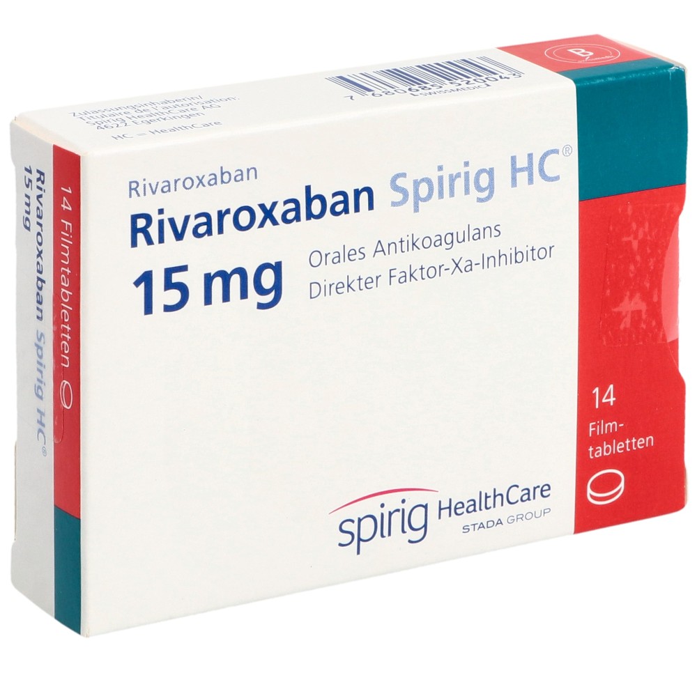 RIVAROXABAN Spirig HC cpr pell 15 mg 14 pce RIVAROXABAN Spirig HC cpr pell 15 mg 14 pce