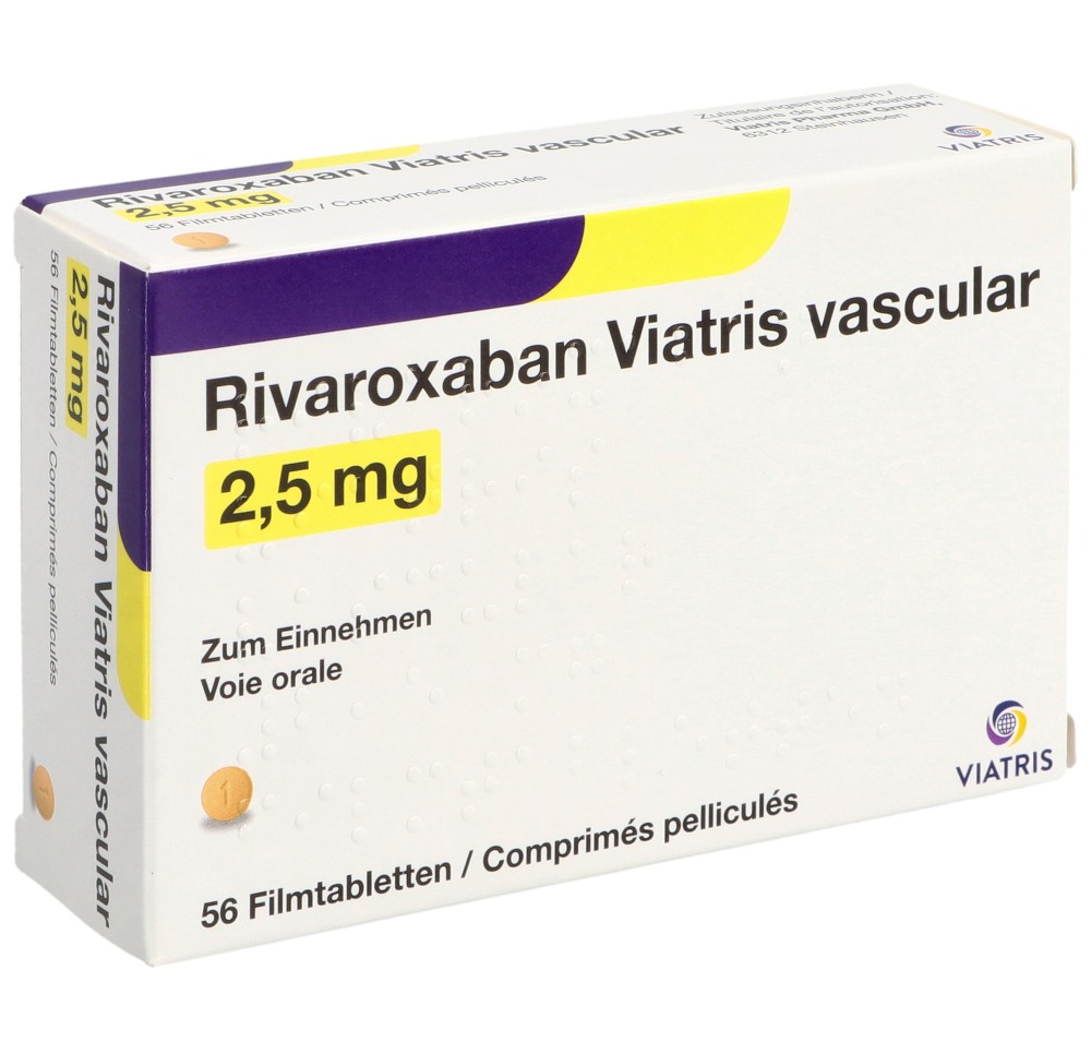 RIVAROXABAN Viatris vascul cpr pell 2.5 mg 56 pce RIVAROXABAN Viatris vascul cpr pell 2.5 mg 56 pce