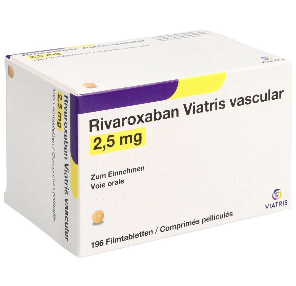 RIVAROXABAN Viatris vascul cpr pell 2.5 mg 196 pce RIVAROXABAN Viatris vascul cpr pell 2.5 mg 196 pce
