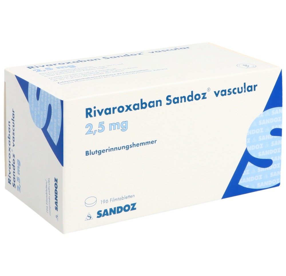 RIVAROXABAN Sandoz vasc cpr pell 2.5 mg 196 pce RIVAROXABAN Sandoz vasc cpr pell 2.5 mg 196 pce