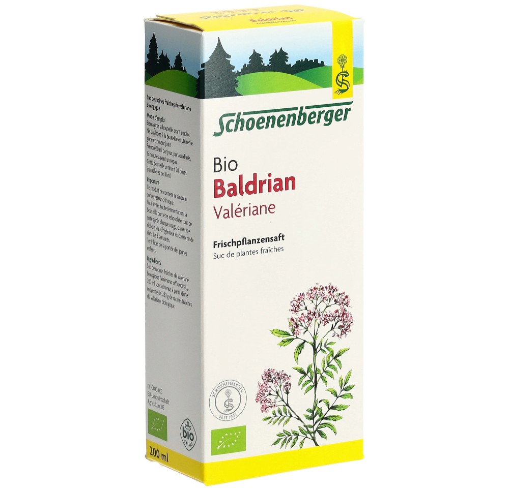 SCHOENENBERGER Valériane suc plant fraî bio 200 ml SCHOENENBERGER Valériane suc plant fraî bio 200 ml