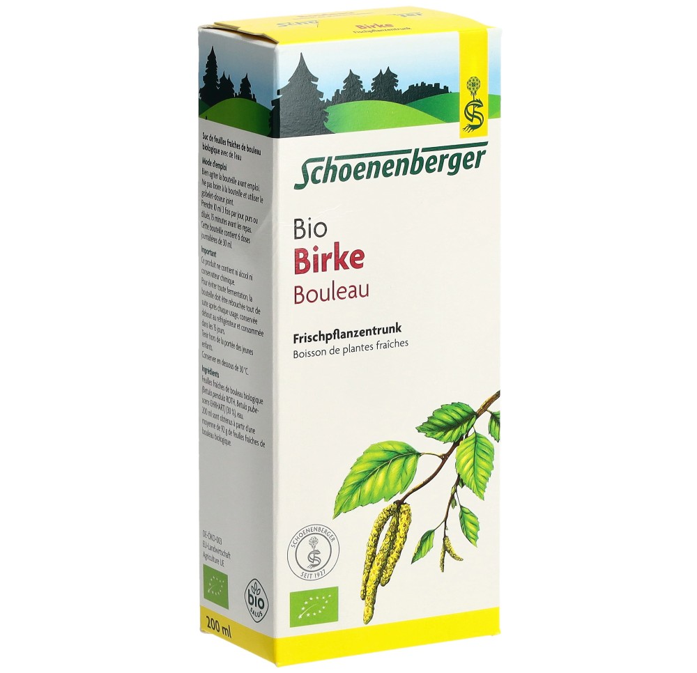 SCHOENENBERGER Bouleau boiss plant fraî bio 200 ml SCHOENENBERGER Bouleau boiss plant fraî bio 200 ml