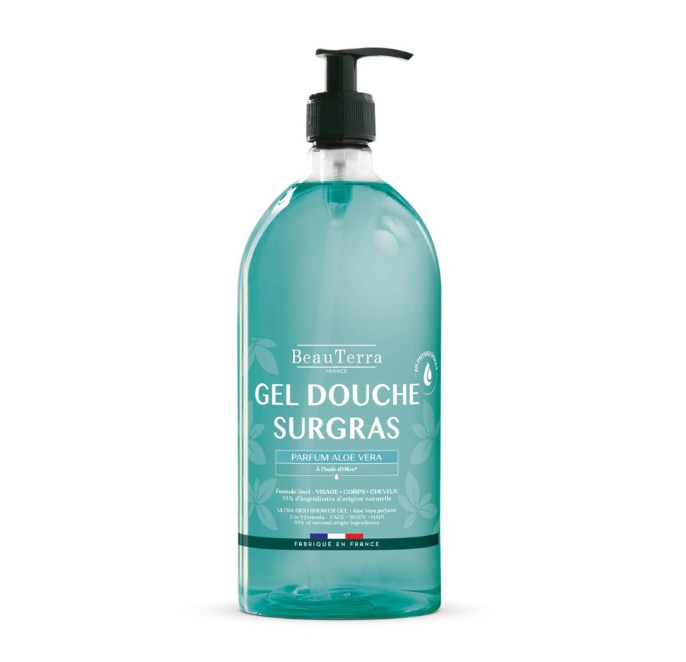 BEAUTERRA gel douche surgras aloé vera 1000 ml