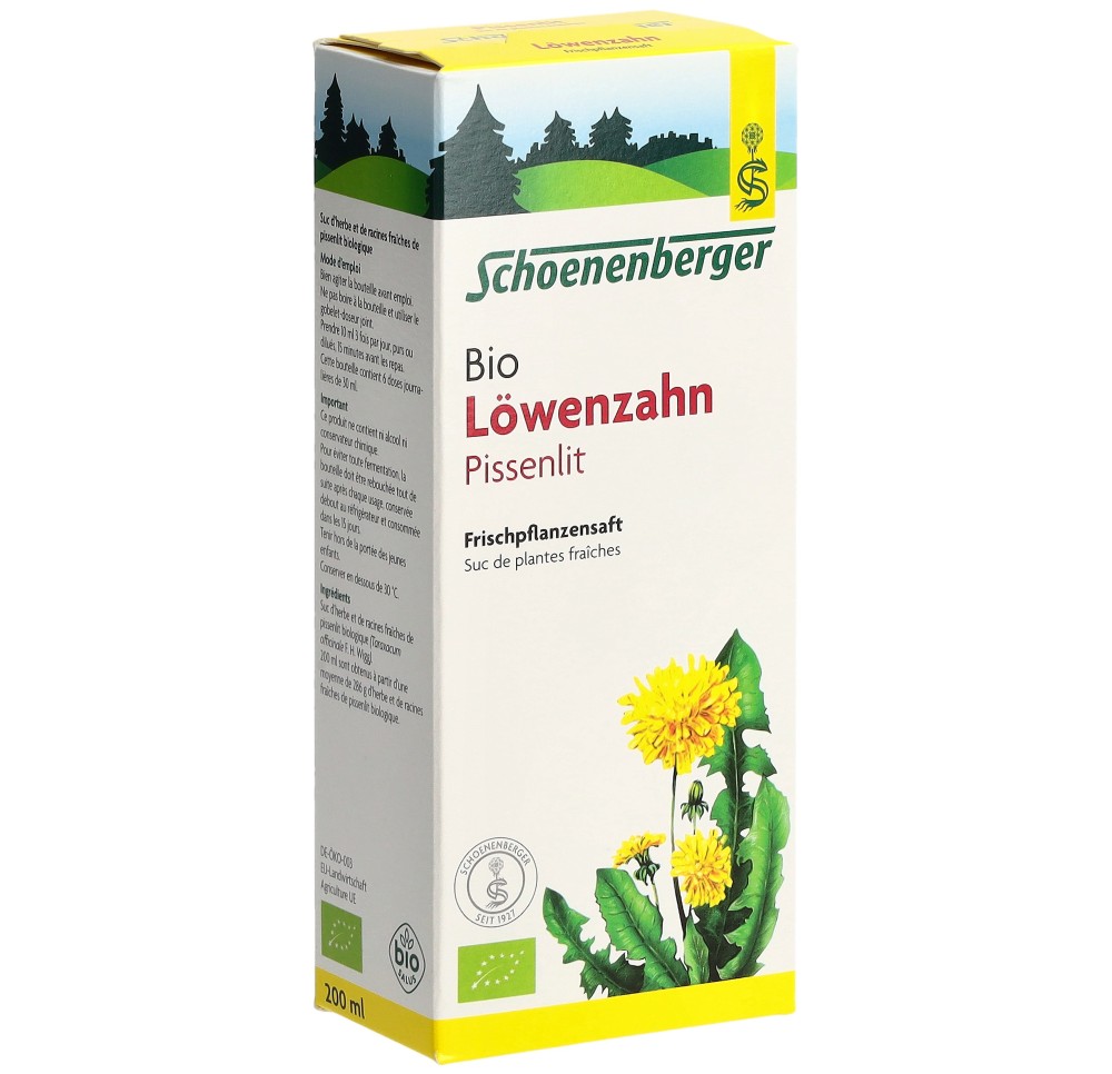 SCHOENENBERGER Pissenlit suc plant fraî bio 200 ml