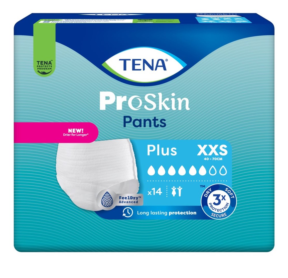 TENA Pants Plus XXS 40-70cm (nouv) 14 pce