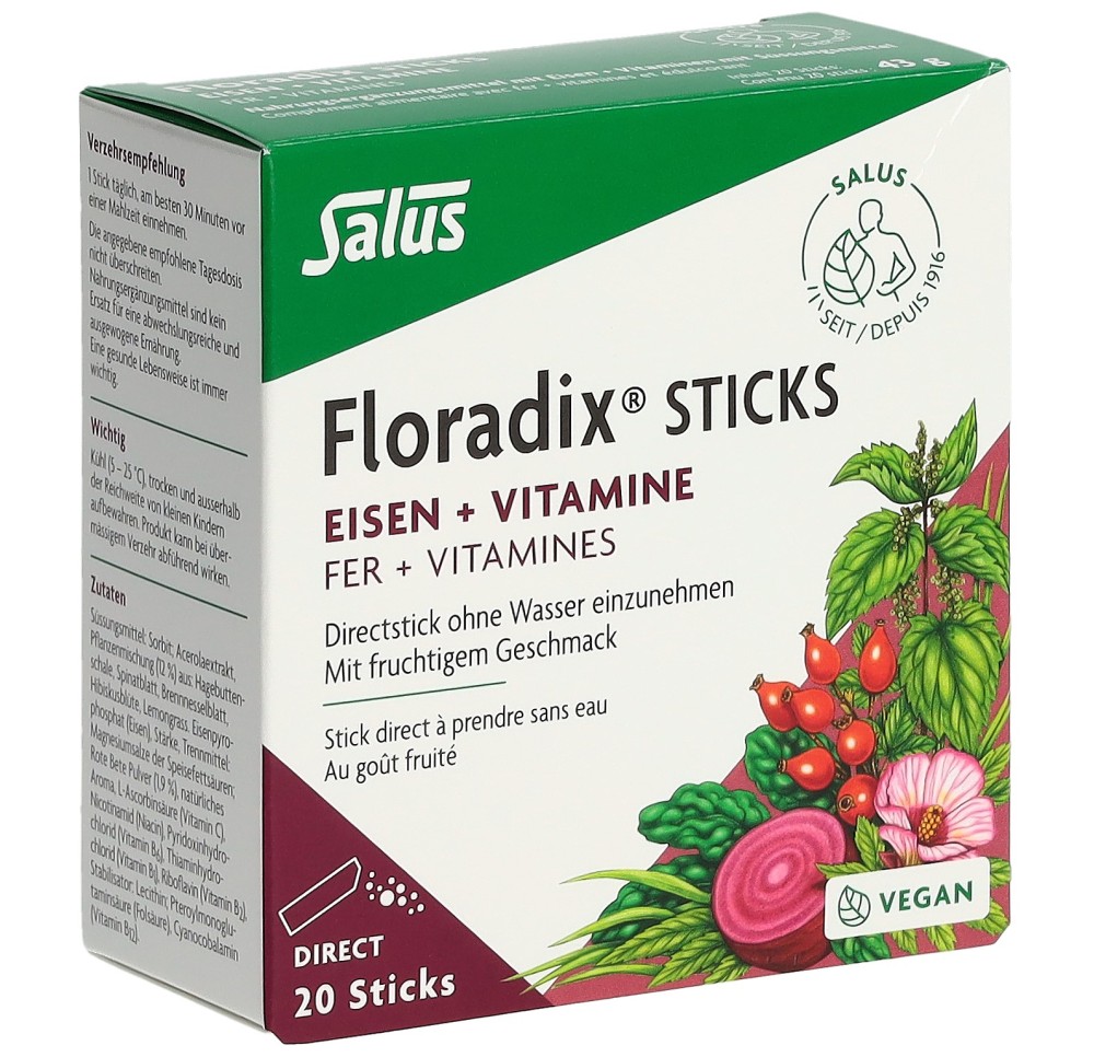 FLORADIX Fer + vitamines sticks 20 pce FLORADIX Fer + vitamines sticks 20 pce