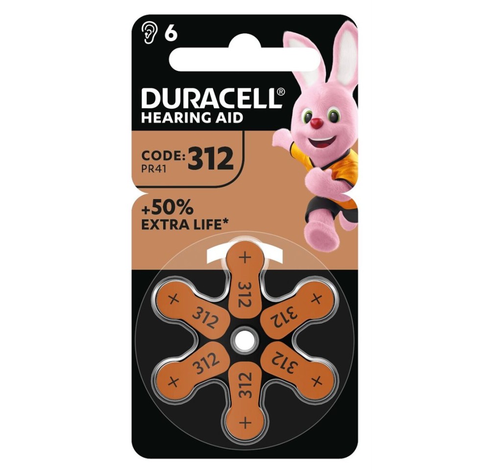 DURACELL pile EasyTab 312 Zinc Air D6 1.4V 6 pce