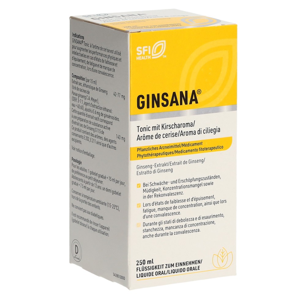 GINSANA tonique arôme de cerise fl verre 250 ml GINSANA tonique arôme de cerise fl verre 250 ml