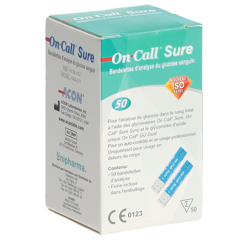 ON CALL Sure band analyse gluc sanguin 50 pce
