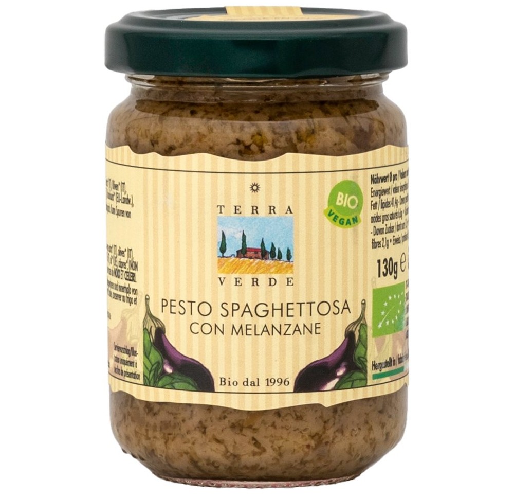 TERRA VERDE pesto d'aubergine verre 130 g TERRA VERDE pesto d'aubergine verre 130 g