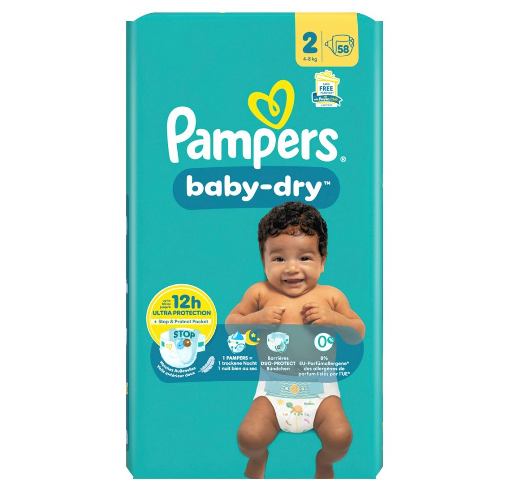 PAMPERS Baby Dry Gr2 4-8kg Mini pack av (n) 58 pce