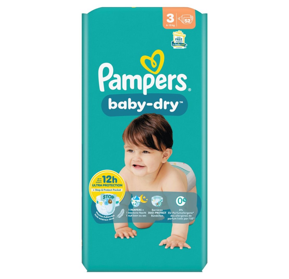 PAMPERS Baby Dry Gr3 6-10kg Midi pack (n) 52 pce
