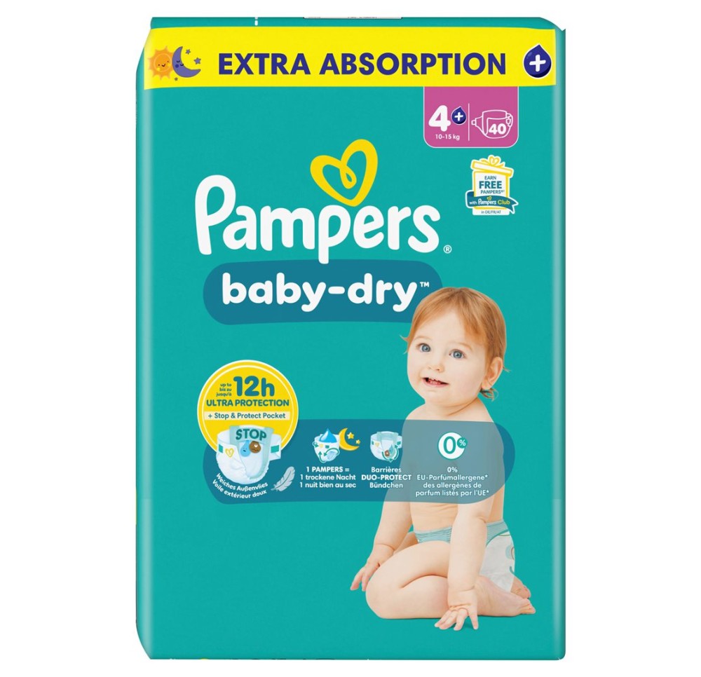 PAMPERS Baby Dry Gr4+ 10-15kg Ma Pl pa (n) 40 pce