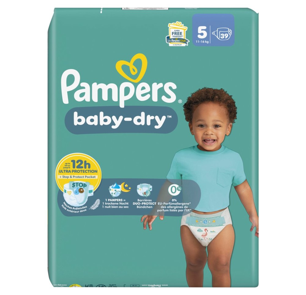 PAMPERS Baby Dry Gr5 11-16kg Juni éco 39 pce