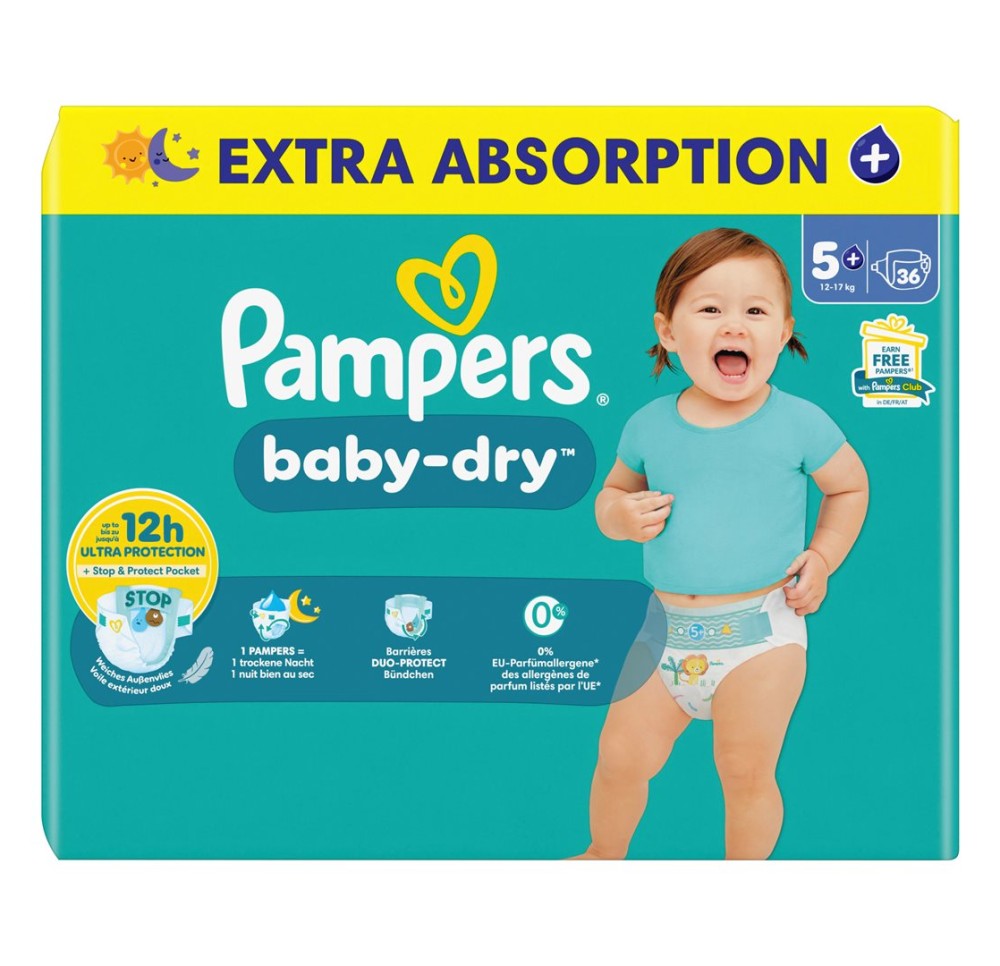 PAMPERS Baby Dry Gr5+ 12-17kg Jun Pl éc (n) 36 pce