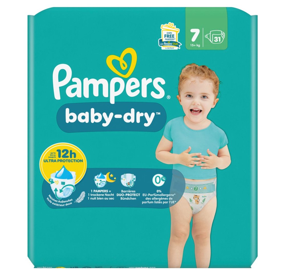 PAMPERS Baby Dry Gr7 15+kg Large éco (n) 31 pce