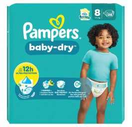 PAMPERS Baby Dry Gr8 17+kg Lar pack av (n) 28 pce
