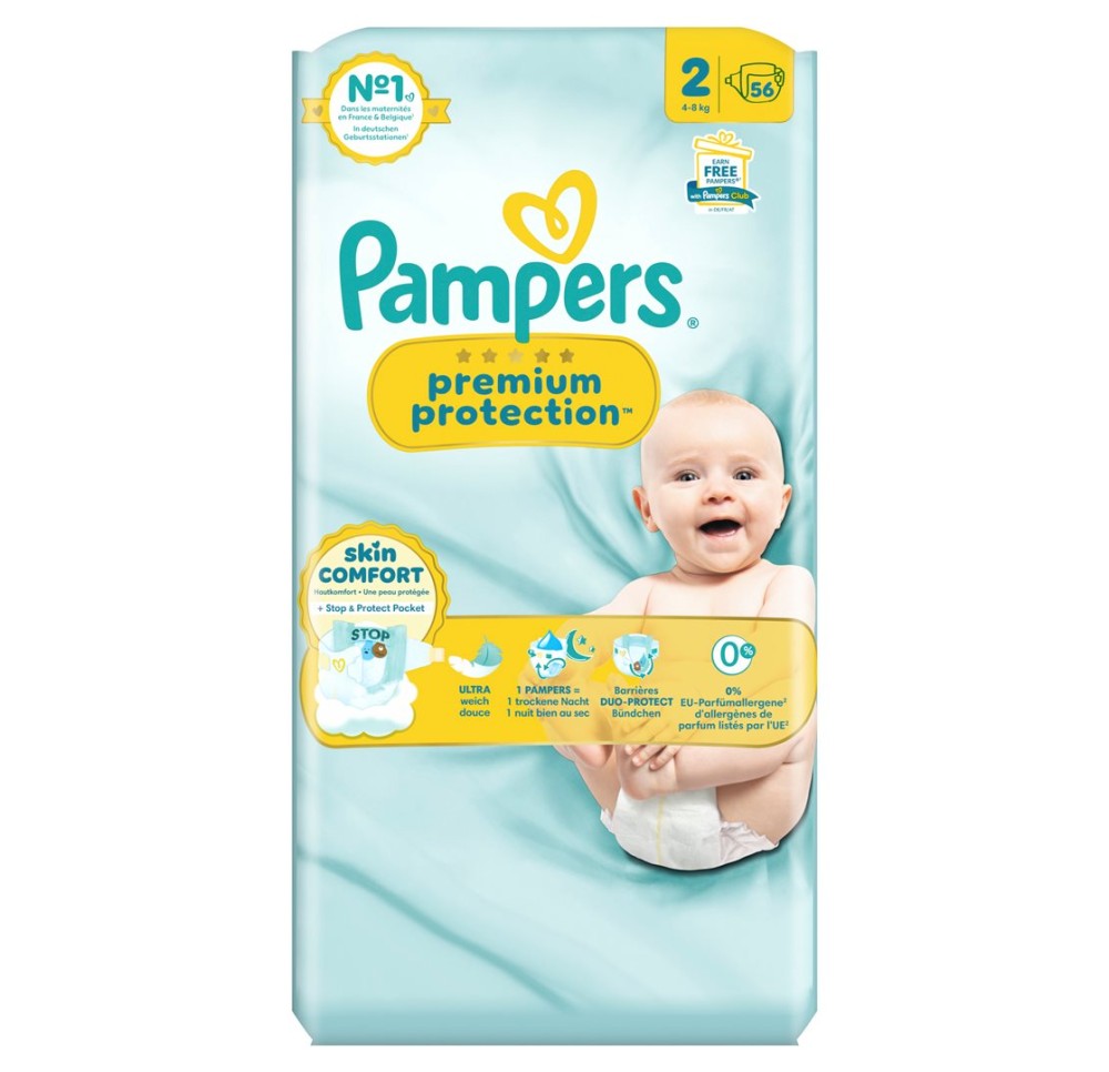 PAMPERS Prem Prot NB Gr2 4-8kg Mini ava 56 pce