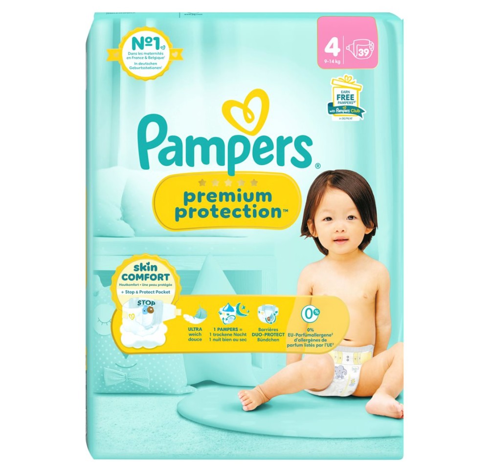 PAMPERS Prem Prot Gr4 9-14kg Maxi ava 39 pce