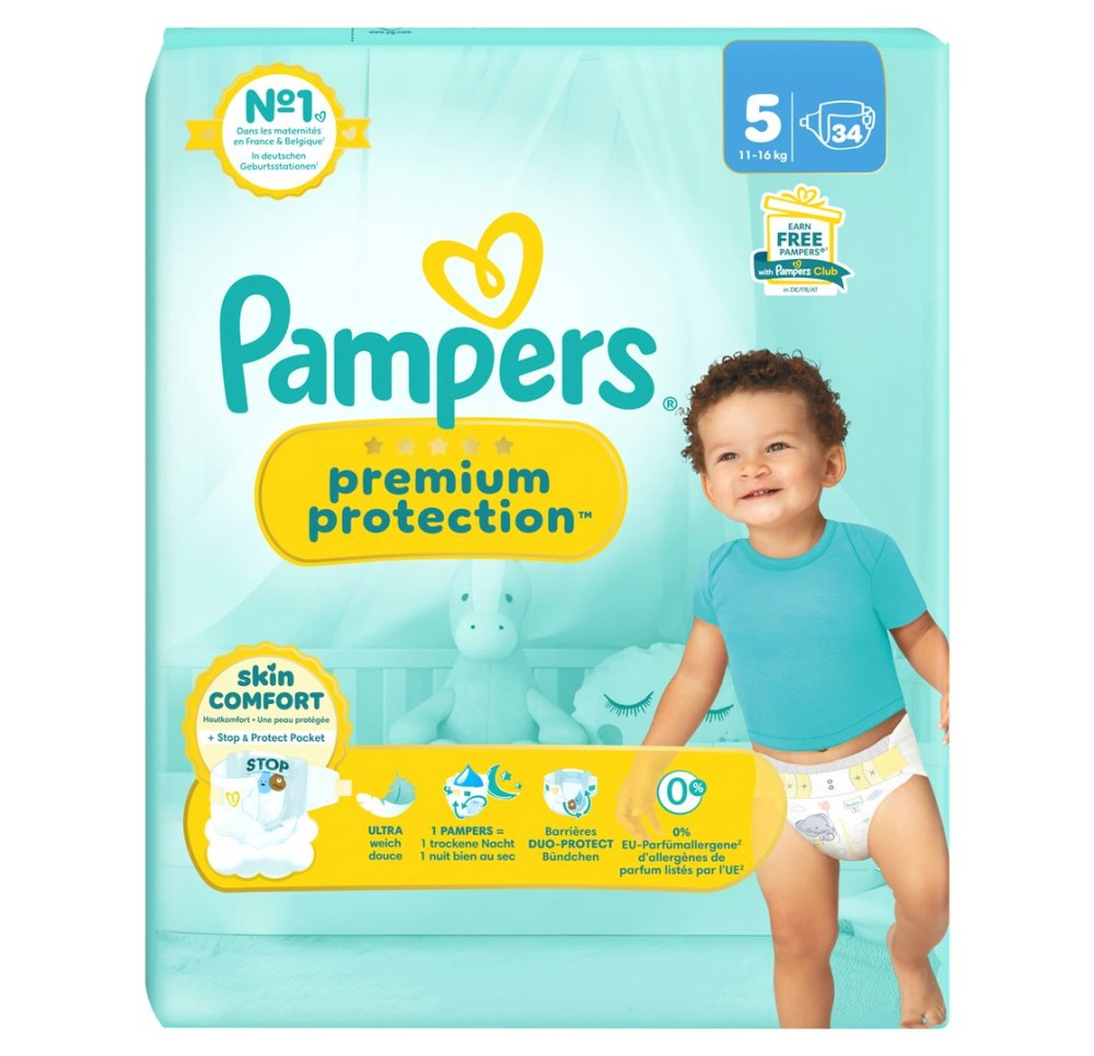 PAMPERS Prem Prot Gr5 11-16kg Junior ava 34 pce