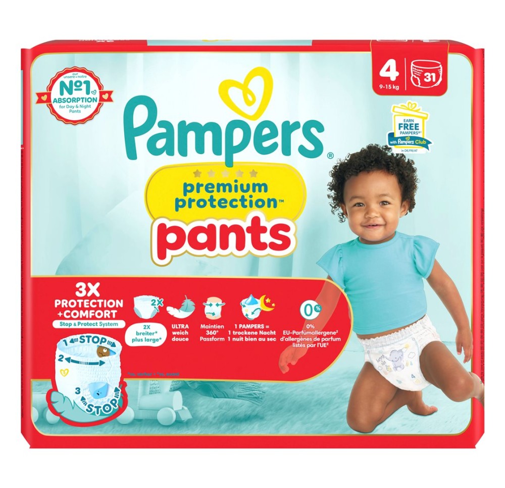PAMPERS Prem Prot Pan Gr4 9-15kg Maxi éco 31 pce