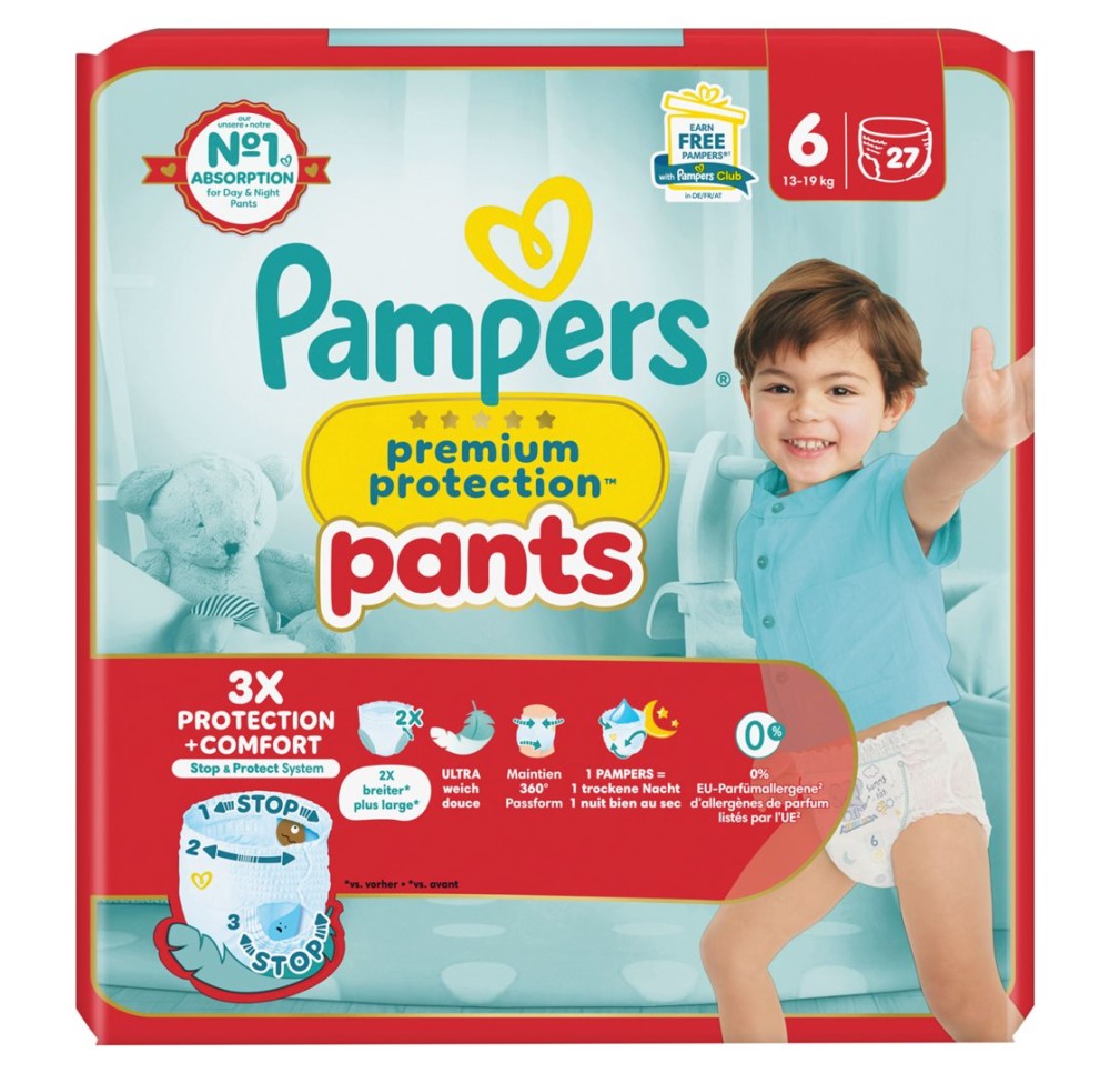 PAMPERS Prem Prot Pan Gr6 15+kg Ex La éco 27 pce PAMPERS Prem Prot Pan Gr6 15+kg Ex La éco 27 pce