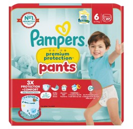 PAMPERS Prem Prot Pan Gr6 15+kg Ex La éco 27 pce