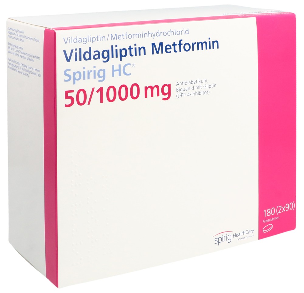 VILDAGLIPTIN Metformin Spirig HC 50/1000mg 180 pce VILDAGLIPTIN Metformin Spirig HC 50/1000mg 180 pce