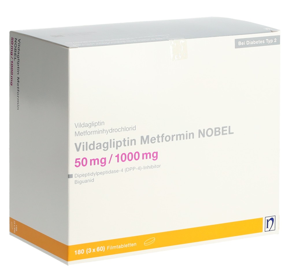 VILDAGLIPTIN Metformin NOBEL 50/1000 mg 180 pce VILDAGLIPTIN Metformin NOBEL 50/1000 mg 180 pce
