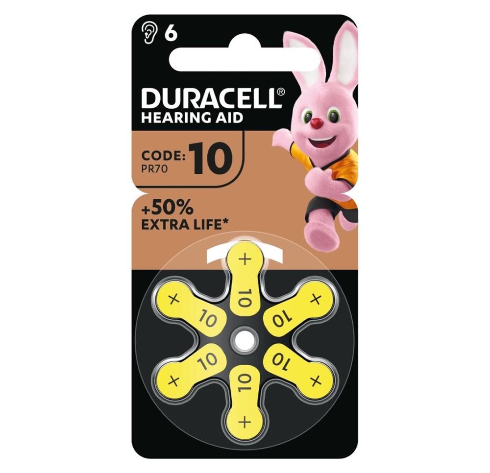 DURACELL pile EasyTab 10 Zinc Air D6 1.4V 6 pce