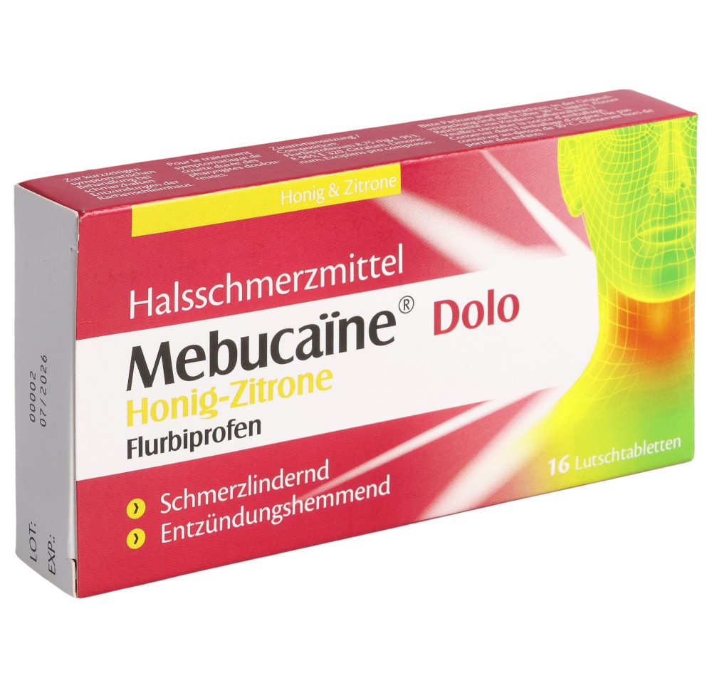 MEBUCAÏNE Dolo cpr sucer 8.75 mg miel citr 16 pce MEBUCAÏNE Dolo cpr sucer 8.75 mg miel citr 16 pce