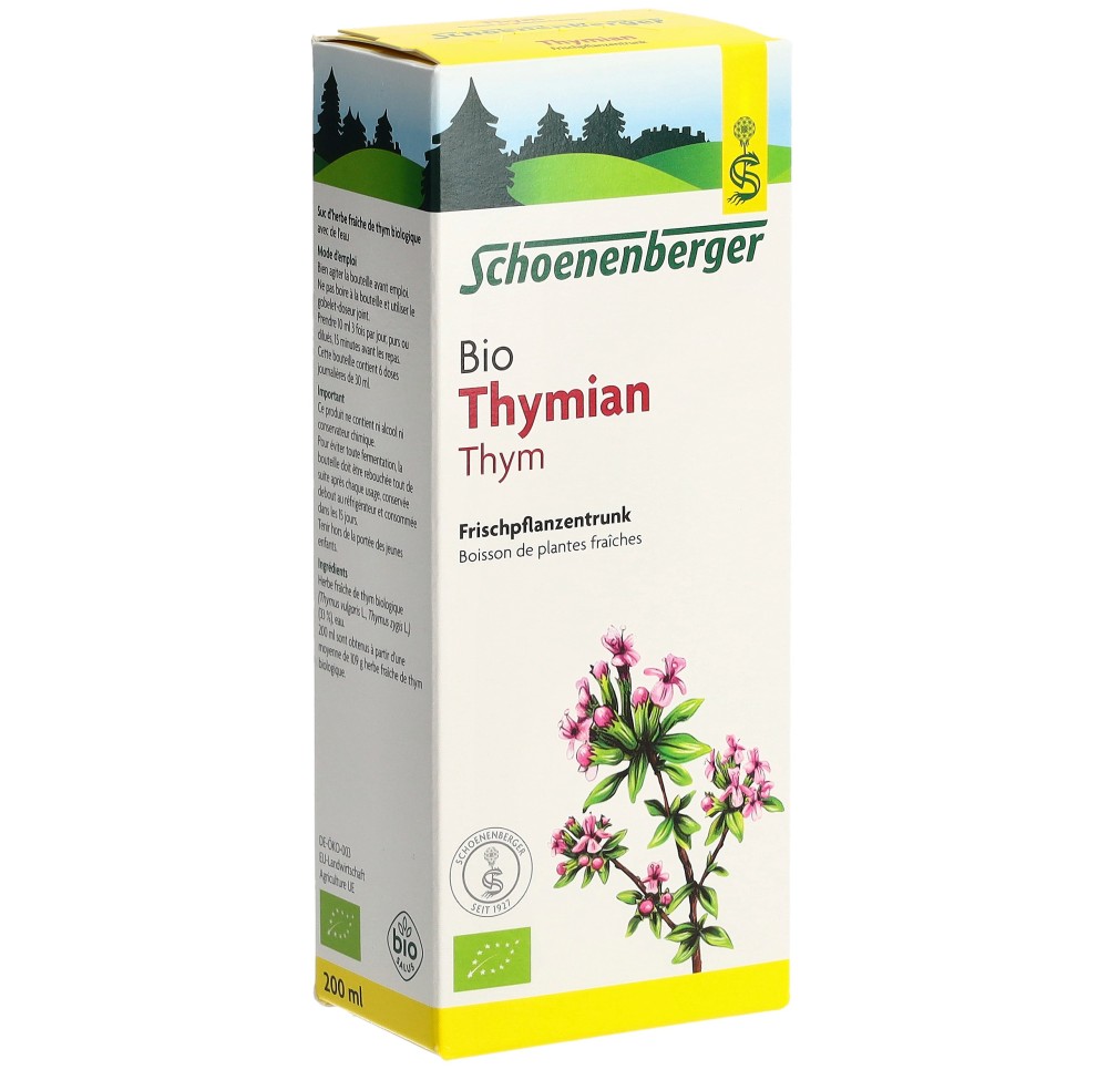SCHOENENBERGER Thym boisson plant fraî bio 200 ml SCHOENENBERGER Thym boisson plant fraî bio 200 ml