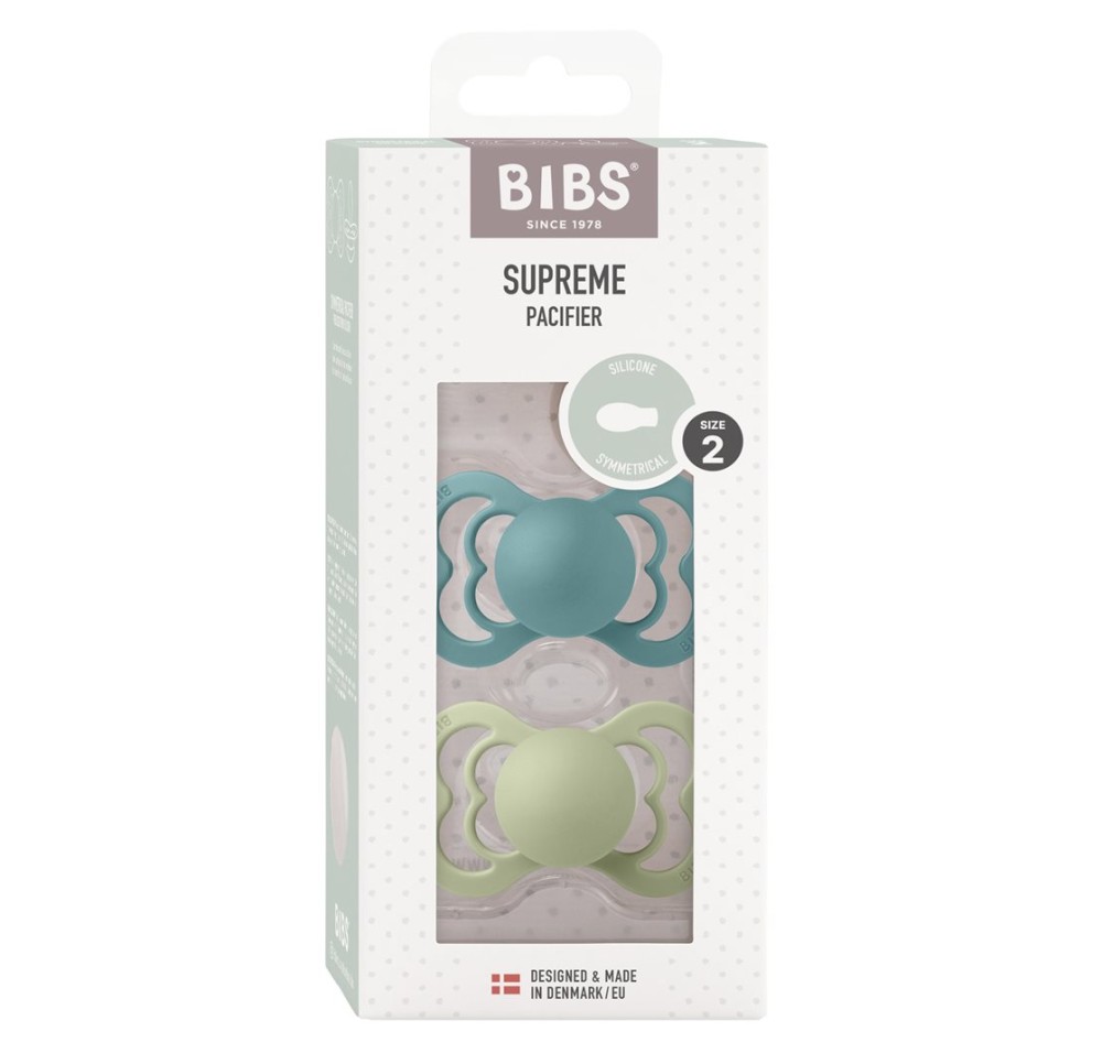 BIBS Supreme Silic Symm 6-12m isl sea sage 2 pce