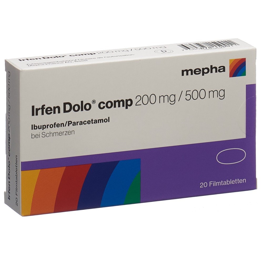 IRFEN DOLO comp cpr pell 200 mg/500 mg 20 pce IRFEN DOLO comp cpr pell 200 mg/500 mg 20 pce