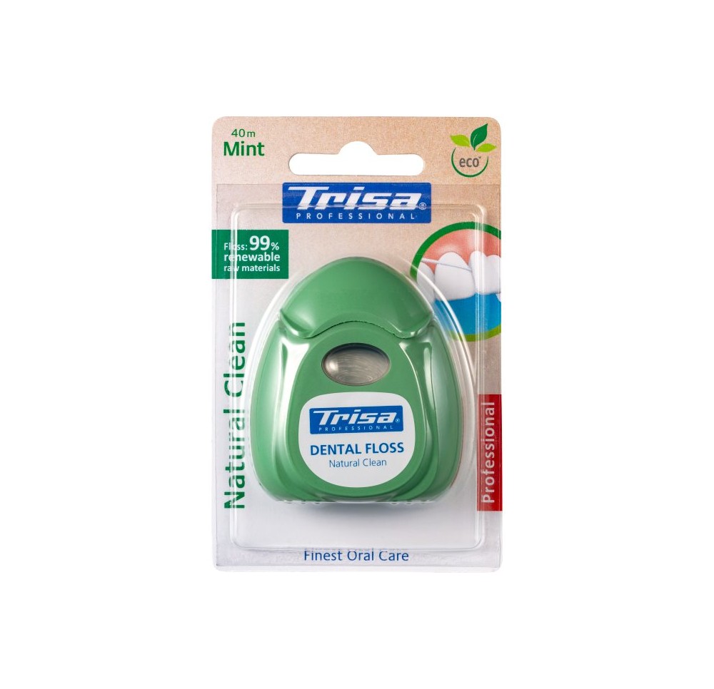 TRISA Natural Clean fil dentaire 40m mint