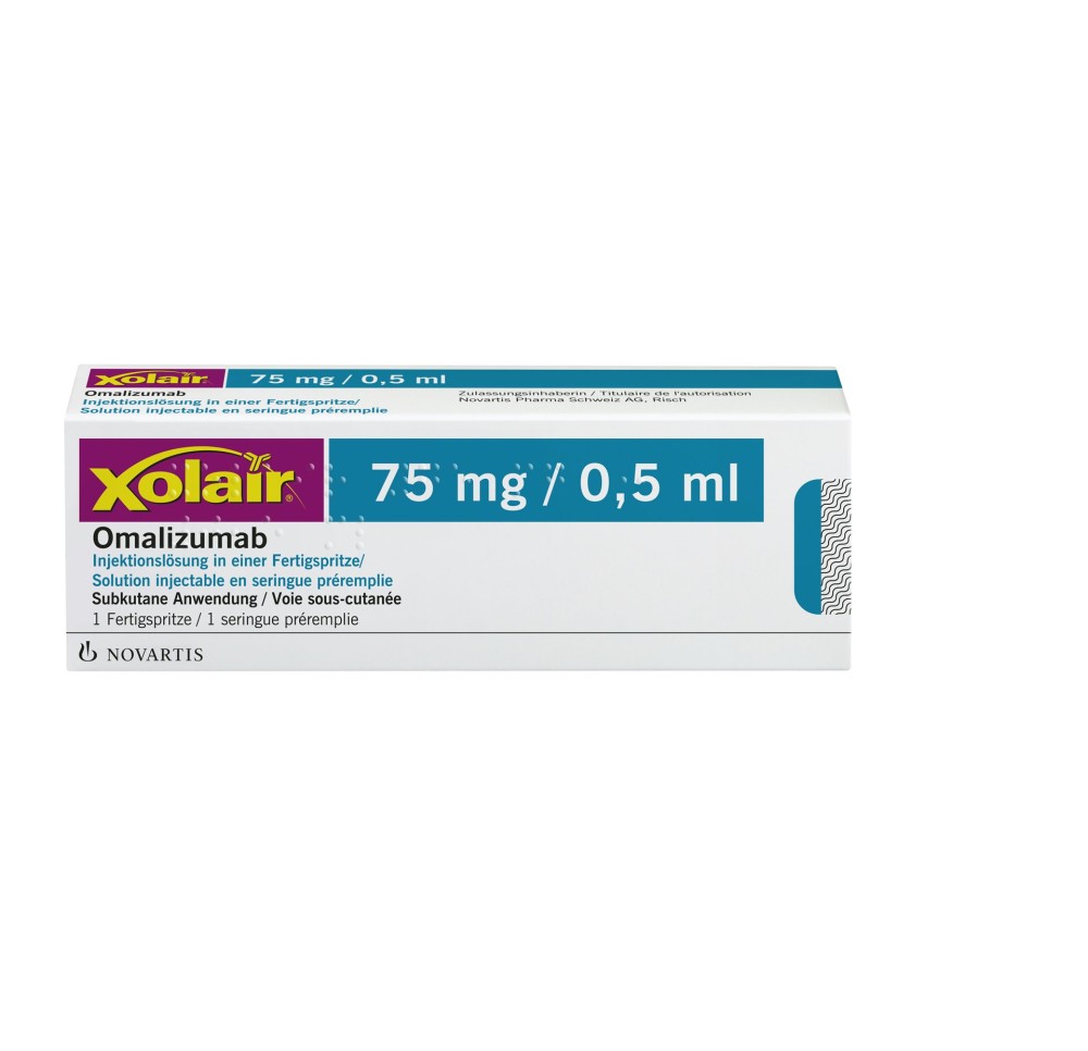 XOLAIR sol inj 75 mg/0.5ml seringue pré 0.5 ml XOLAIR sol inj 75 mg/0.5ml seringue pré 0.5 ml