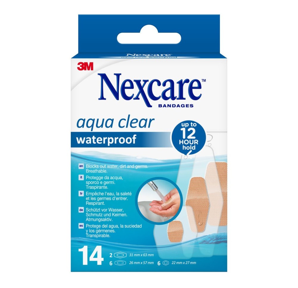 3M NEXCARE Aqua Clear waterproof 3 tail ass 14 pce
