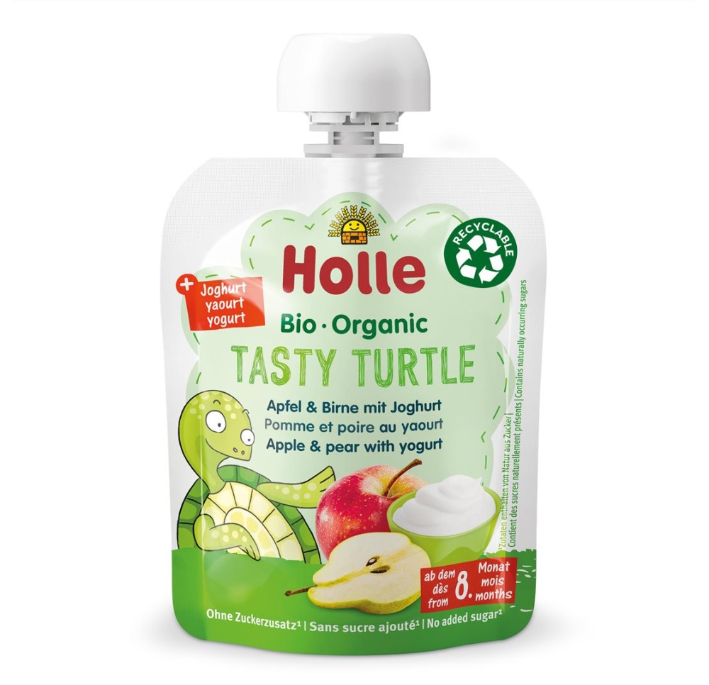 HOLLE Tasty Turtle pomme&poire avec yaourt 85 g HOLLE Tasty Turtle pomme&poire avec yaourt 85 g
