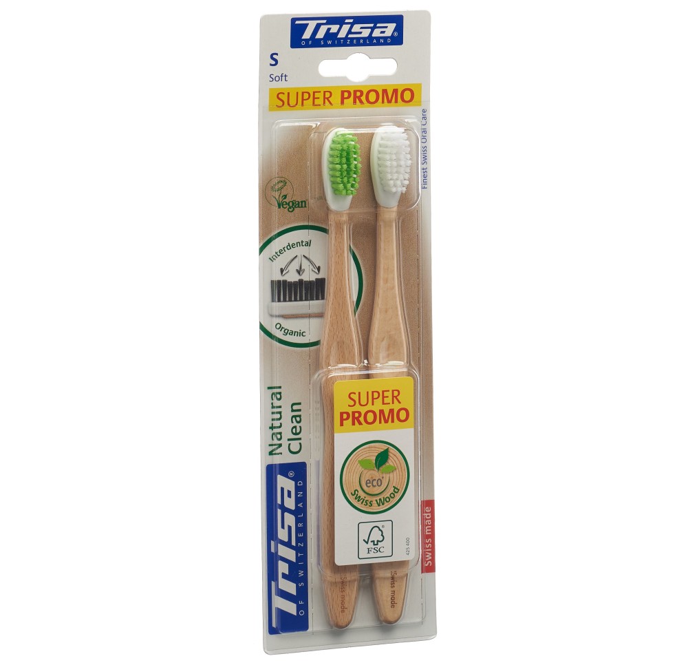 TRISA Natural Clean bros dents bois soft DUO 2 pce TRISA Natural Clean bros dents bois soft DUO 2 pce