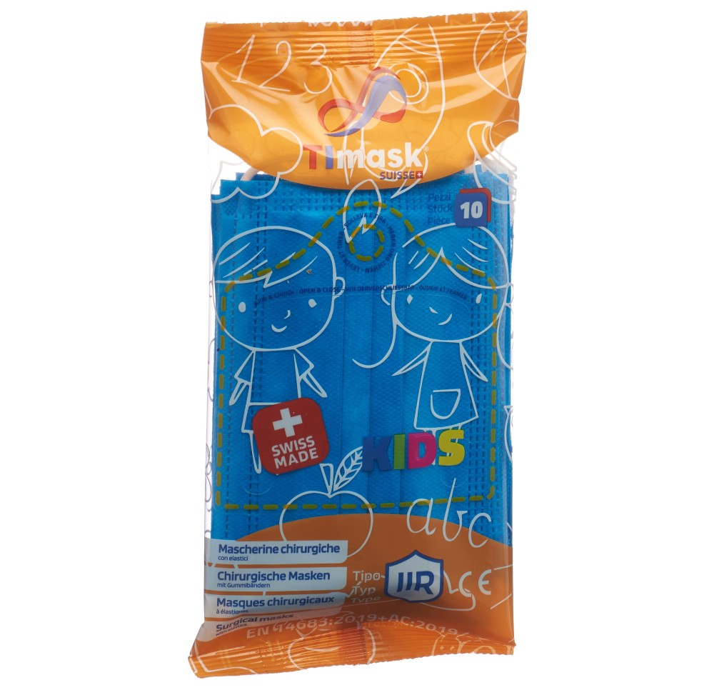 TIMASK Masque médic jet type IIR KIDS turq 10 pce