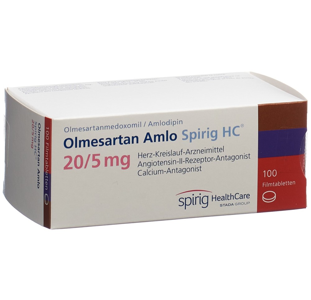 OLMESARTAN AMLO Spirig HC cpr pell 20/5mg 100 pce OLMESARTAN AMLO Spirig HC cpr pell 20/5mg 100 pce