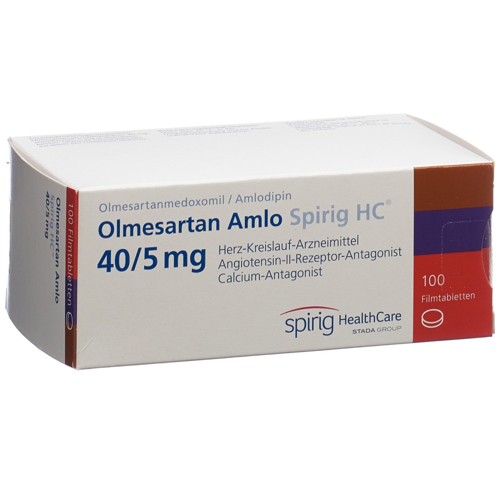 OLMESARTAN AMLO Spirig HC cpr pell 40/5mg 100 pce OLMESARTAN AMLO Spirig HC cpr pell 40/5mg 100 pce