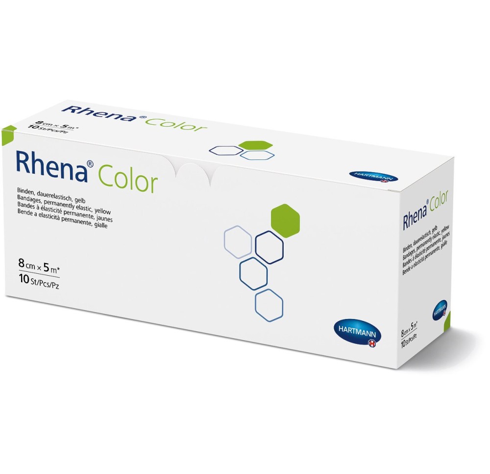 RHENA Color bandes élast 8cmx5m jaune ouv 10 pce