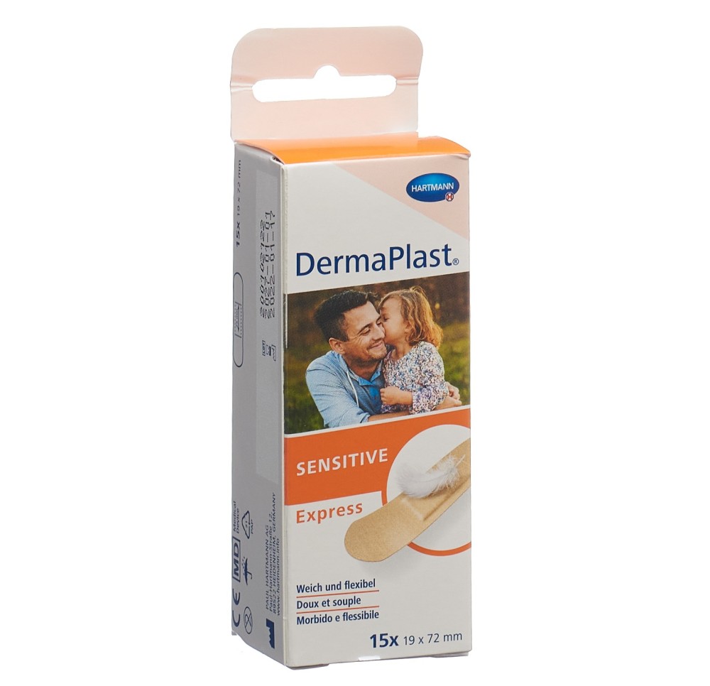 DERMAPLAST Sensitive Express strips 19x72mm 15 pce
