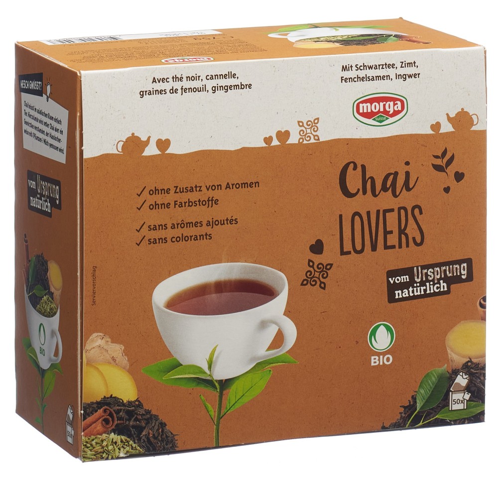 MORGA thé Chai Lovers a/p bio bourgeon sach 50 pce MORGA thé Chai Lovers a/p bio bourgeon sach 50 pce